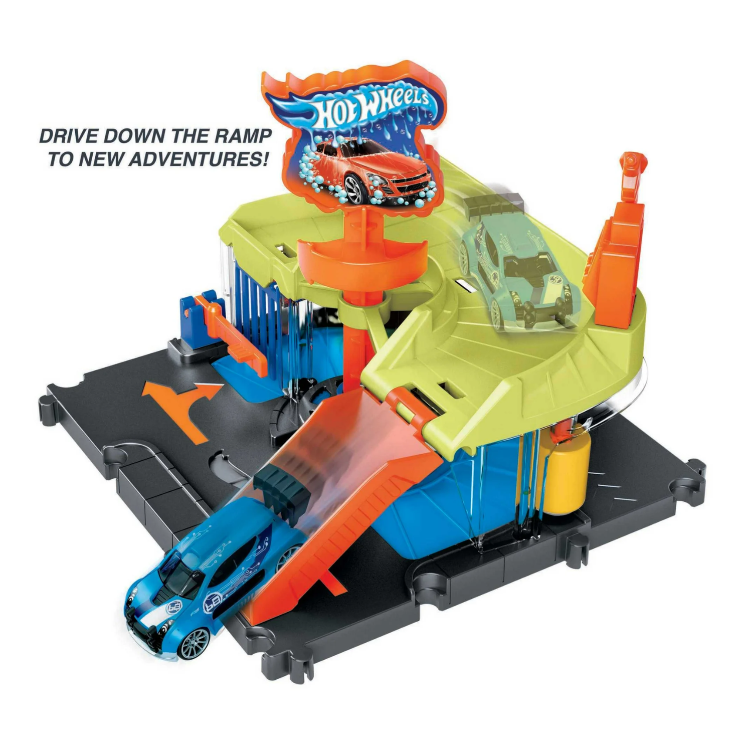 Hot Wheels City Downtown Track Set City Express Car Wash Burger Play