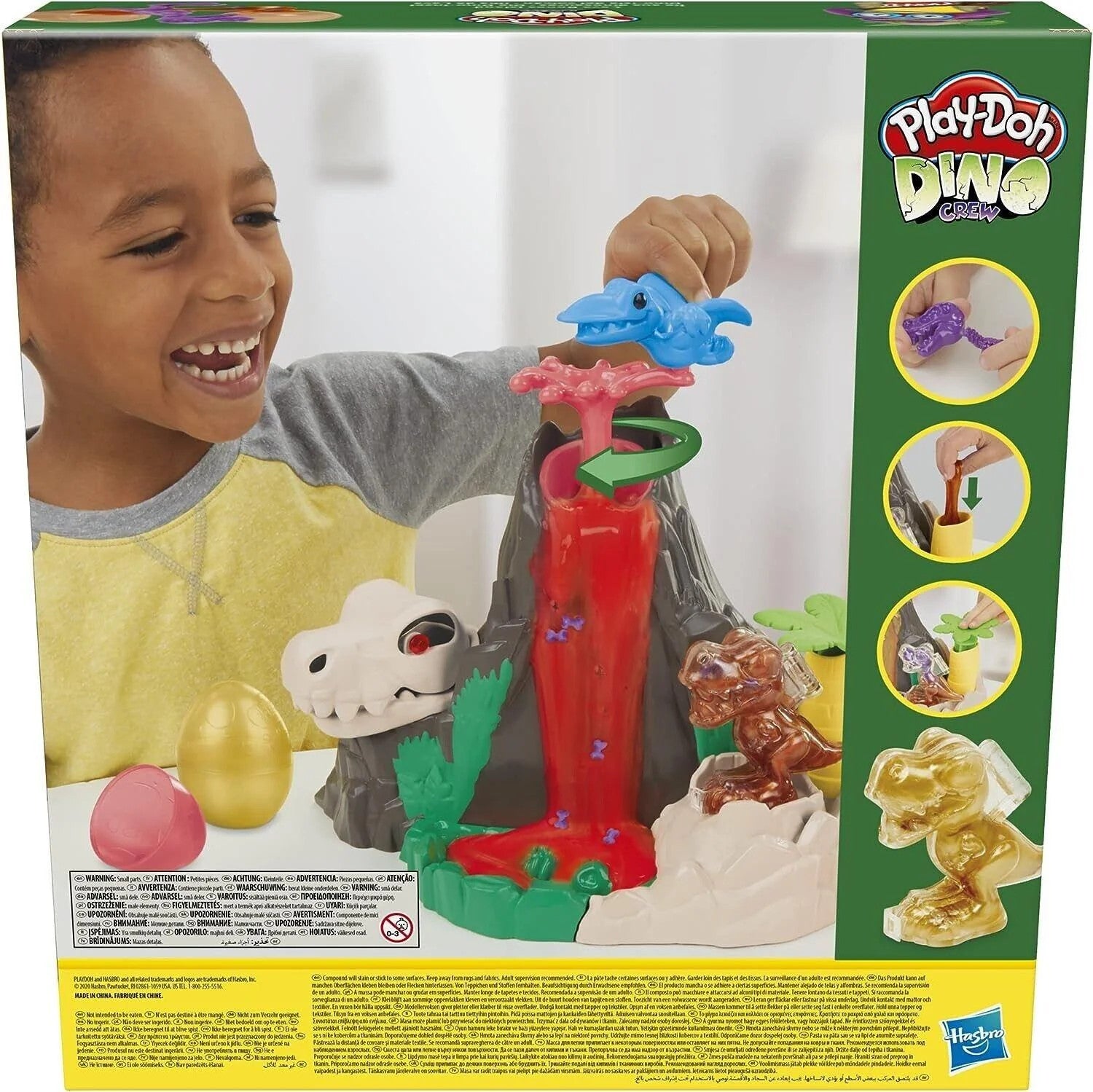 Playdoh Slime Dino Crew Lava Bones Island Volcano Playset with Dinosaur Eggs