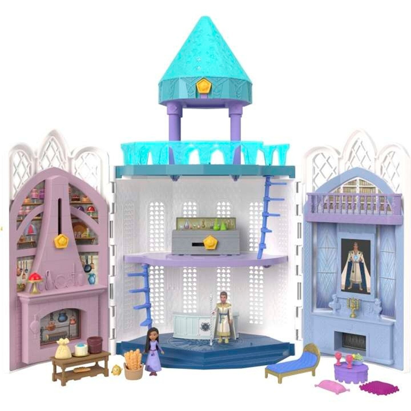 Disney Wish Rosas Castle Dollhouse Playset with 2 Posable Mini Doll Star Figure