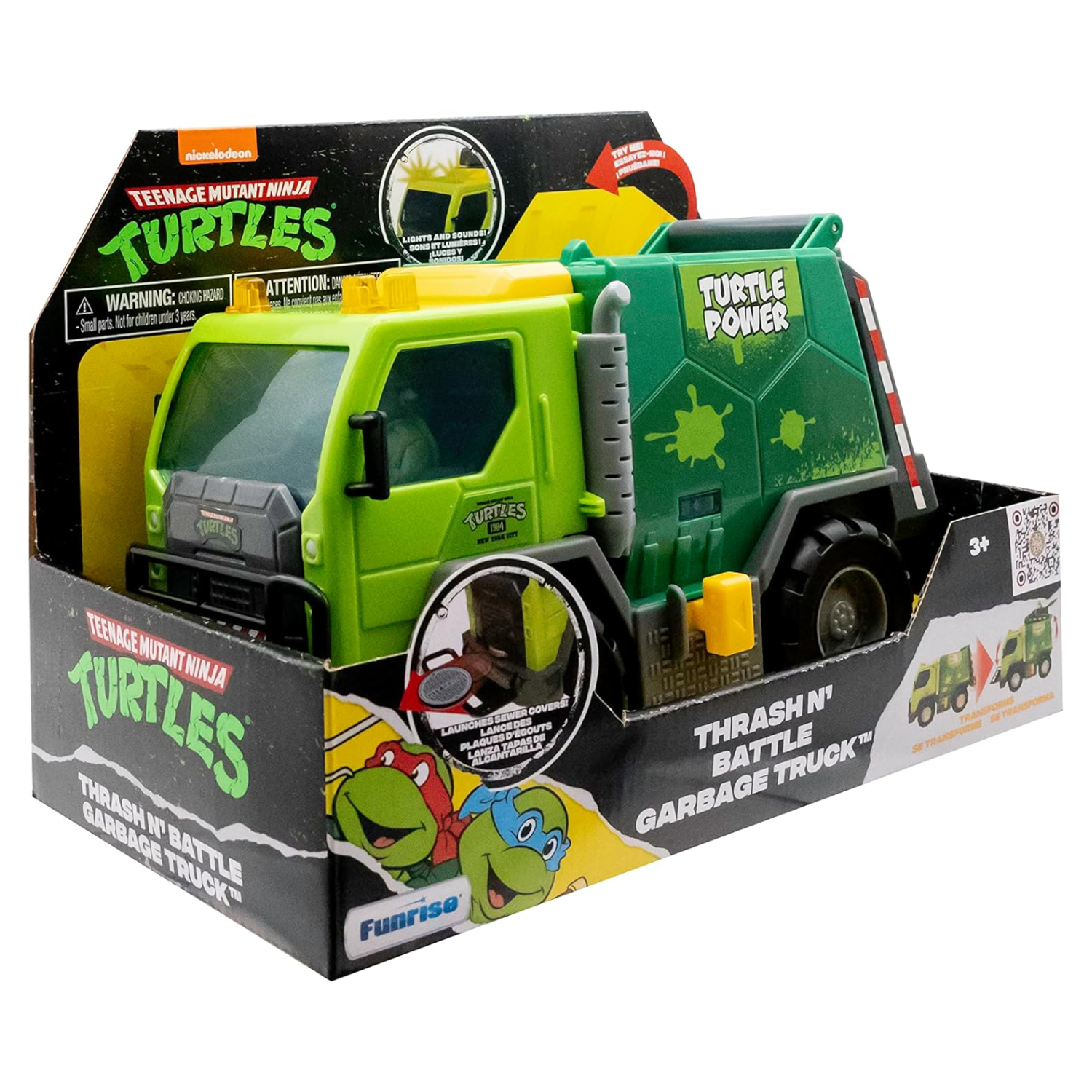 TMNT Thrash N Battle Garbage Truck Transforming Vehicle Lights Sounds Toy Age 3+