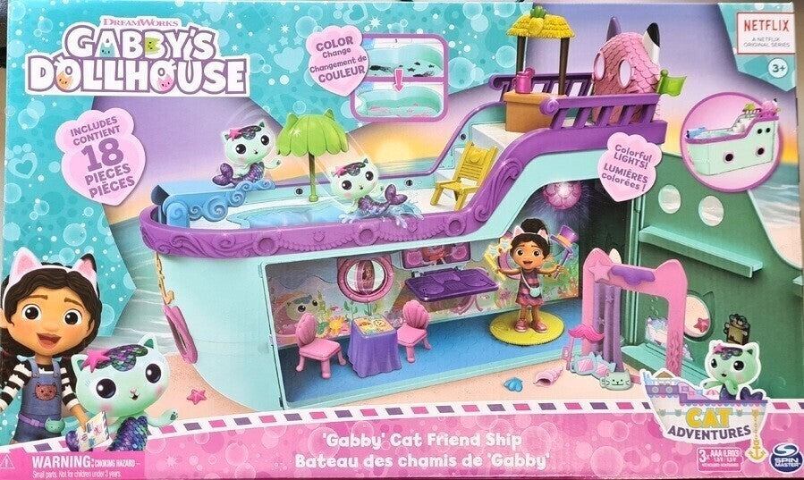 Gabby’s Dollhouse Gabby Cat Friend Ship Cruise Ship with 2 Figures Ages 3+ Toy