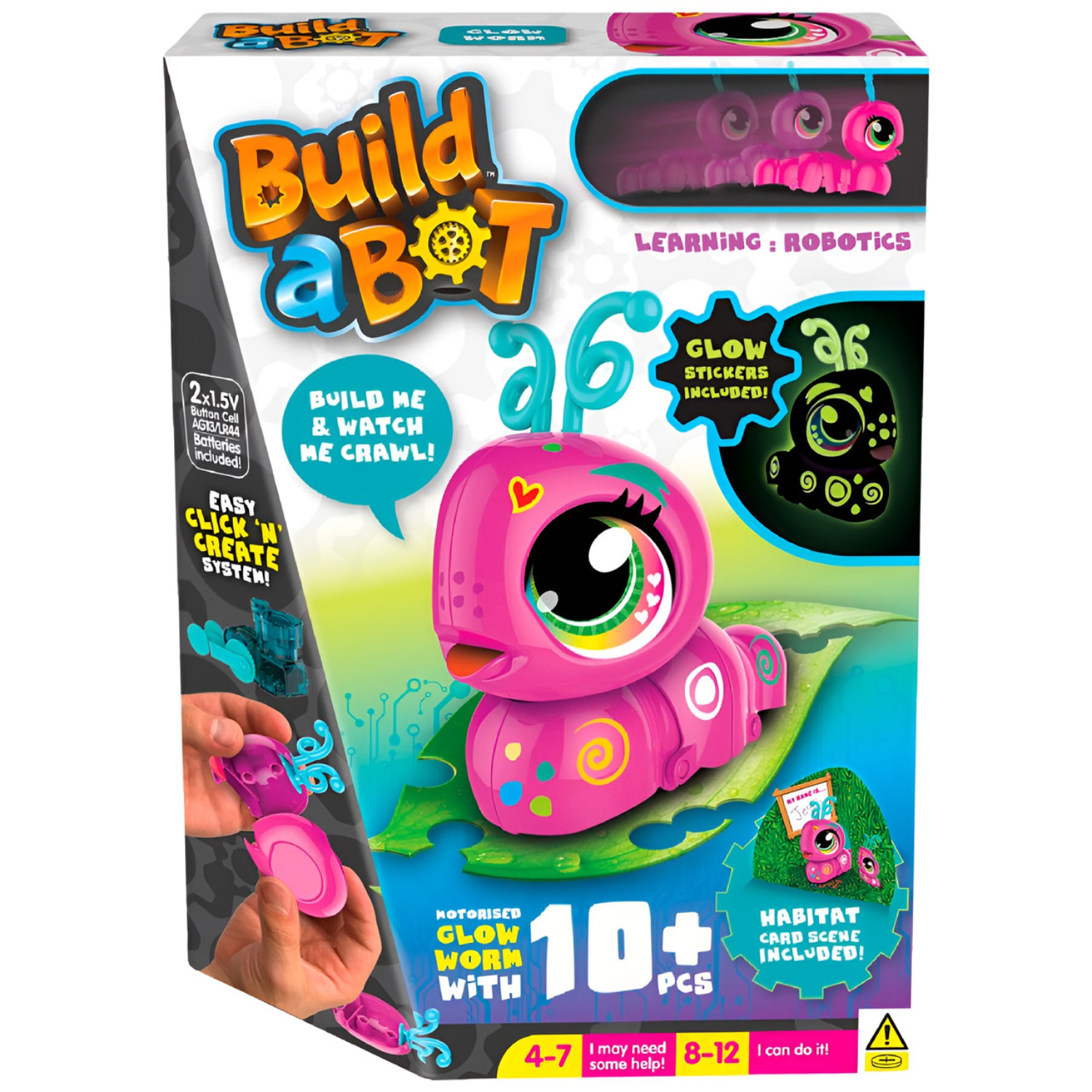 Build A Bot Mini Glow Worm Interactive STEM Robot Toy Kids Click n Create Kit