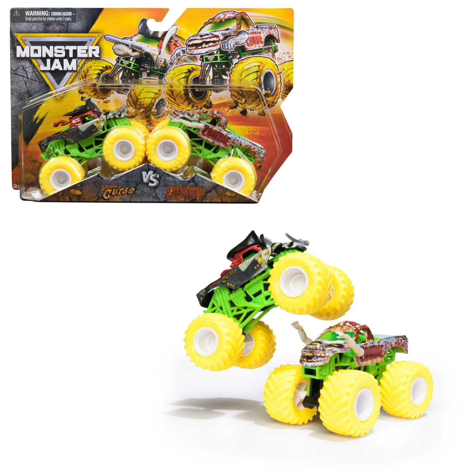 Monster Jam Pirate’s Curse vs Zombie 1:64 Diecast Monster Trucks 2-Pack for Kids