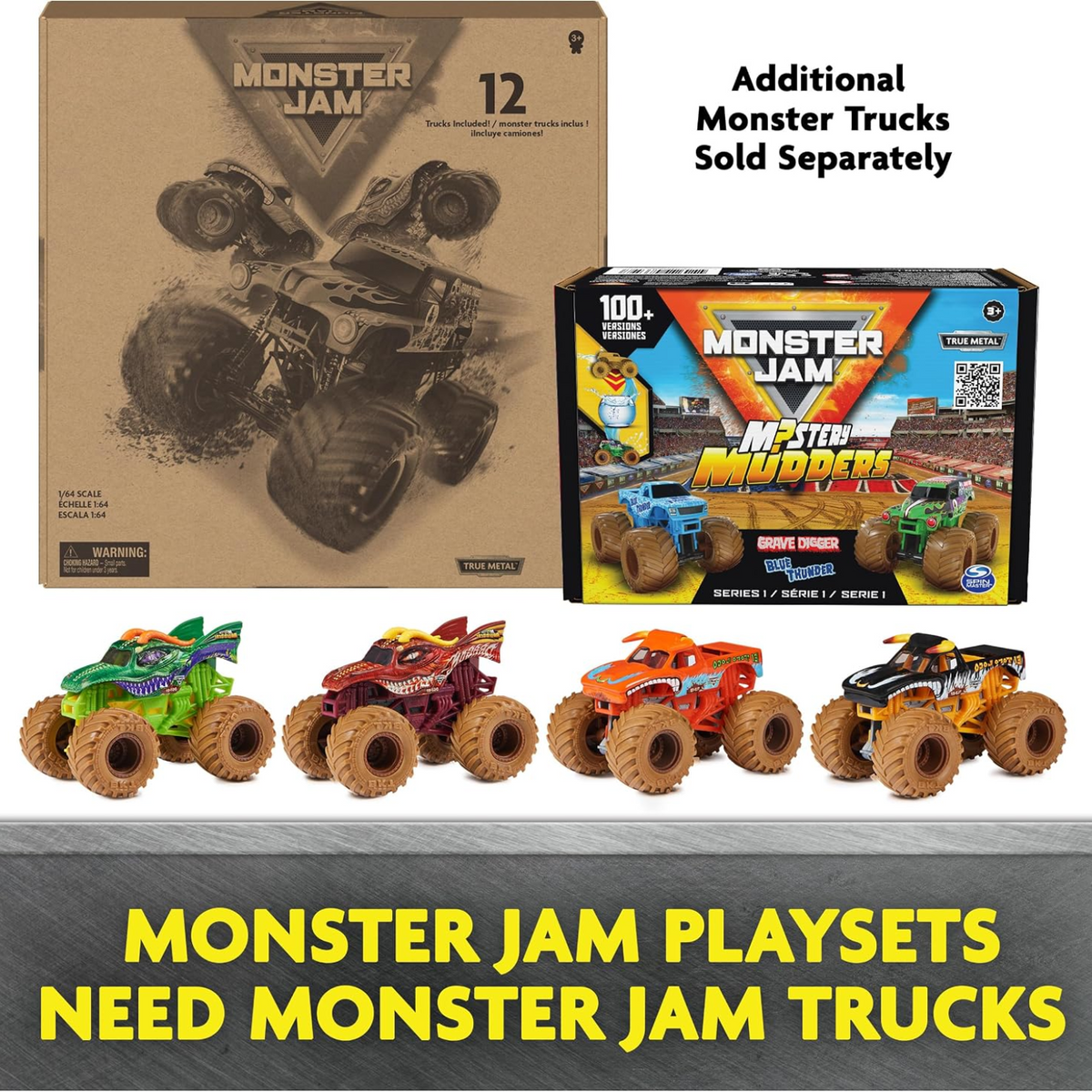Monster Jam 12-Pack of 1:64 Scale Die-Cast Monster Trucks New Toy Grave Digger