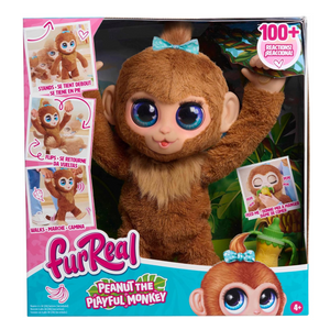 FurReal Peanut Playful Monkey Interactive Plush 100 Reactions Flips Giggles 4+