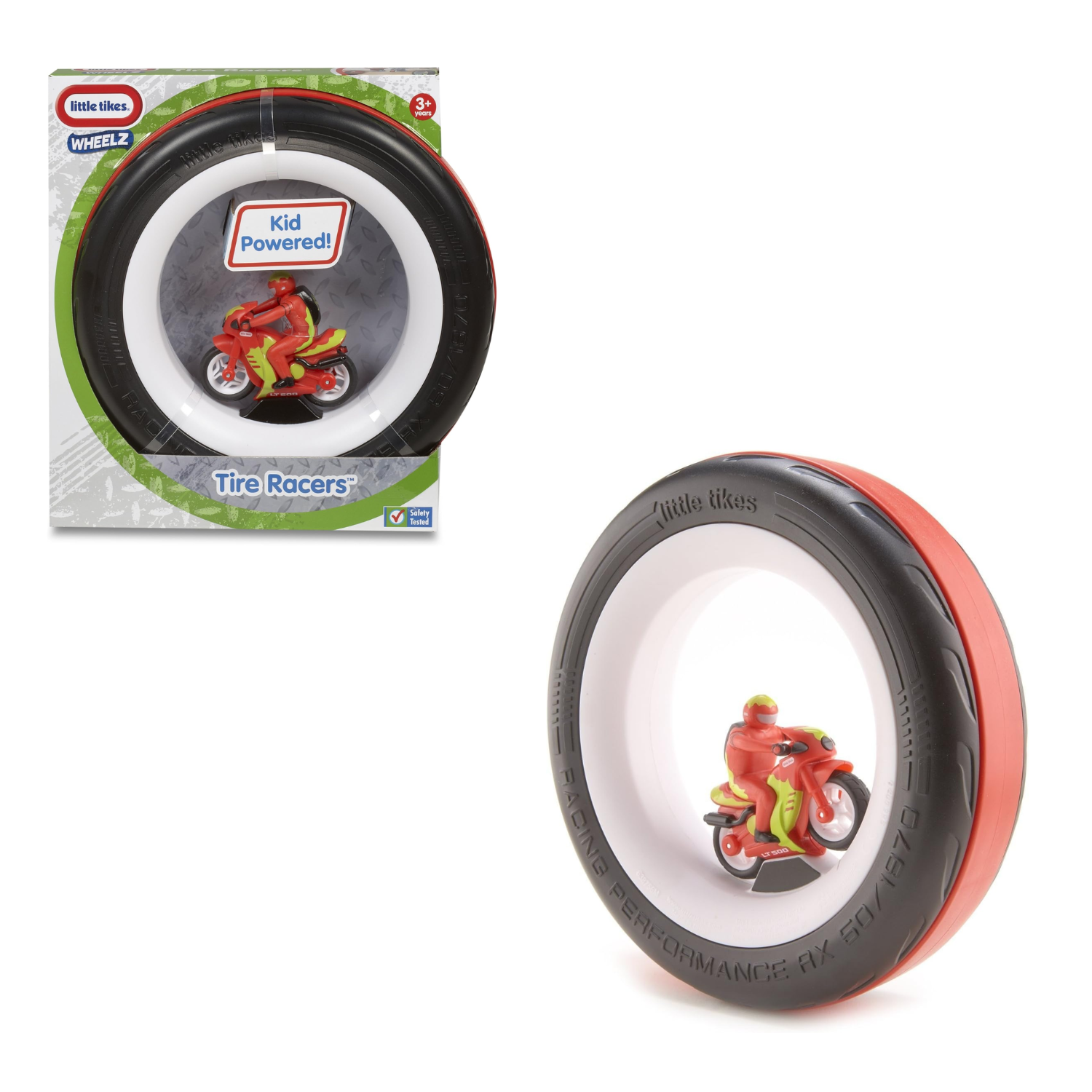 Little Tikes Tire Racers Motorcycle Toy Vehicle with Rolling Tire for Kids 3+