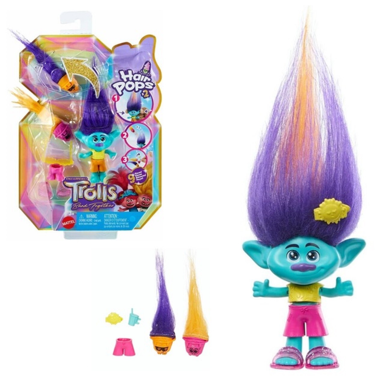 Trolls Band Together Hair Pops Small Doll and Accessories Viva Poppy Branch