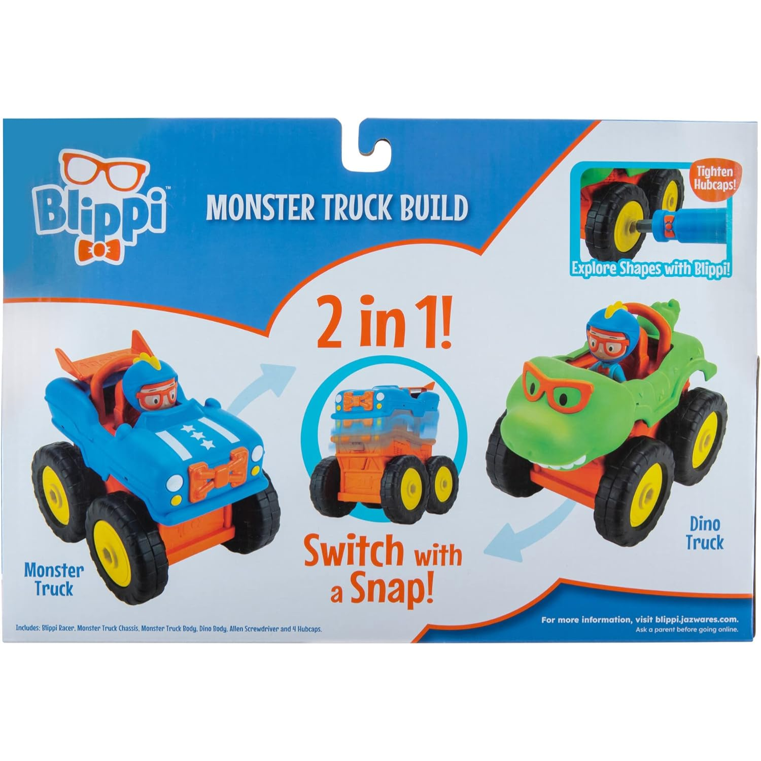 Blippi Racer Figure Buildable Monster Truck 9-Piece Playset Toy Ages 5+