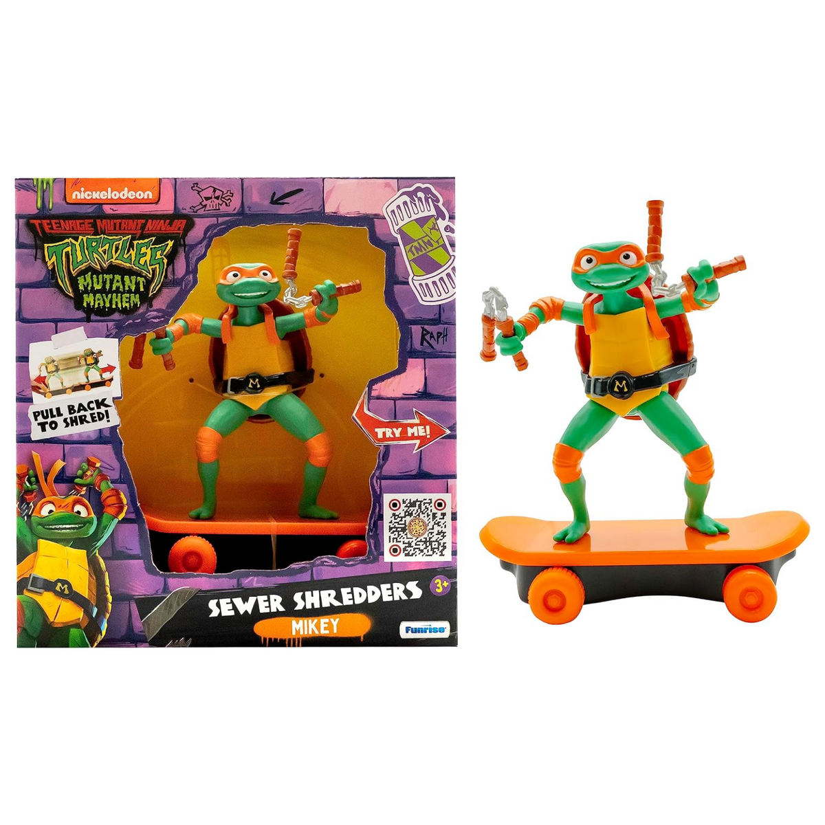 Teenage Mutant Ninja Turtles Mikey Mutant Mayhem Skate Toy TMNT Sewer Shredders