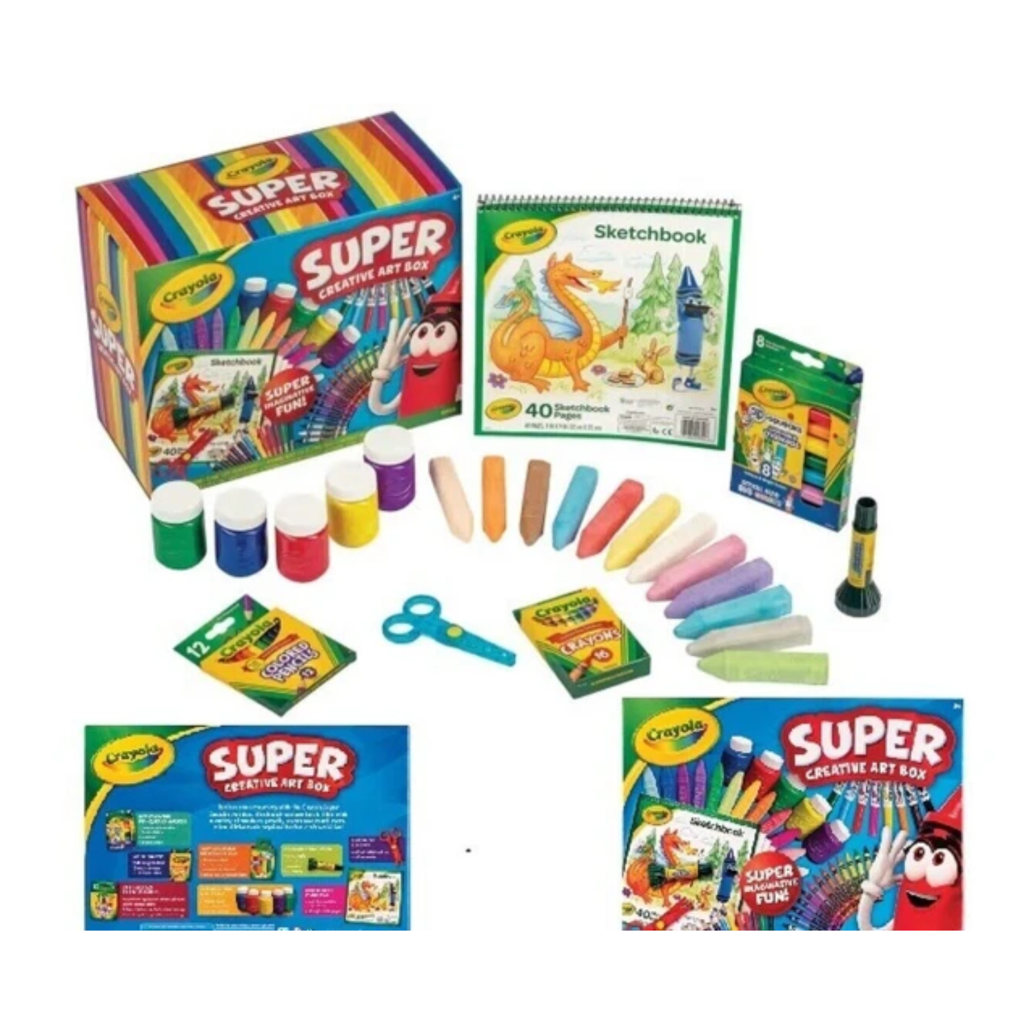 Crayola Super Creative Art Box Washable Markers Crayons Pencils Chalk Glue Paint