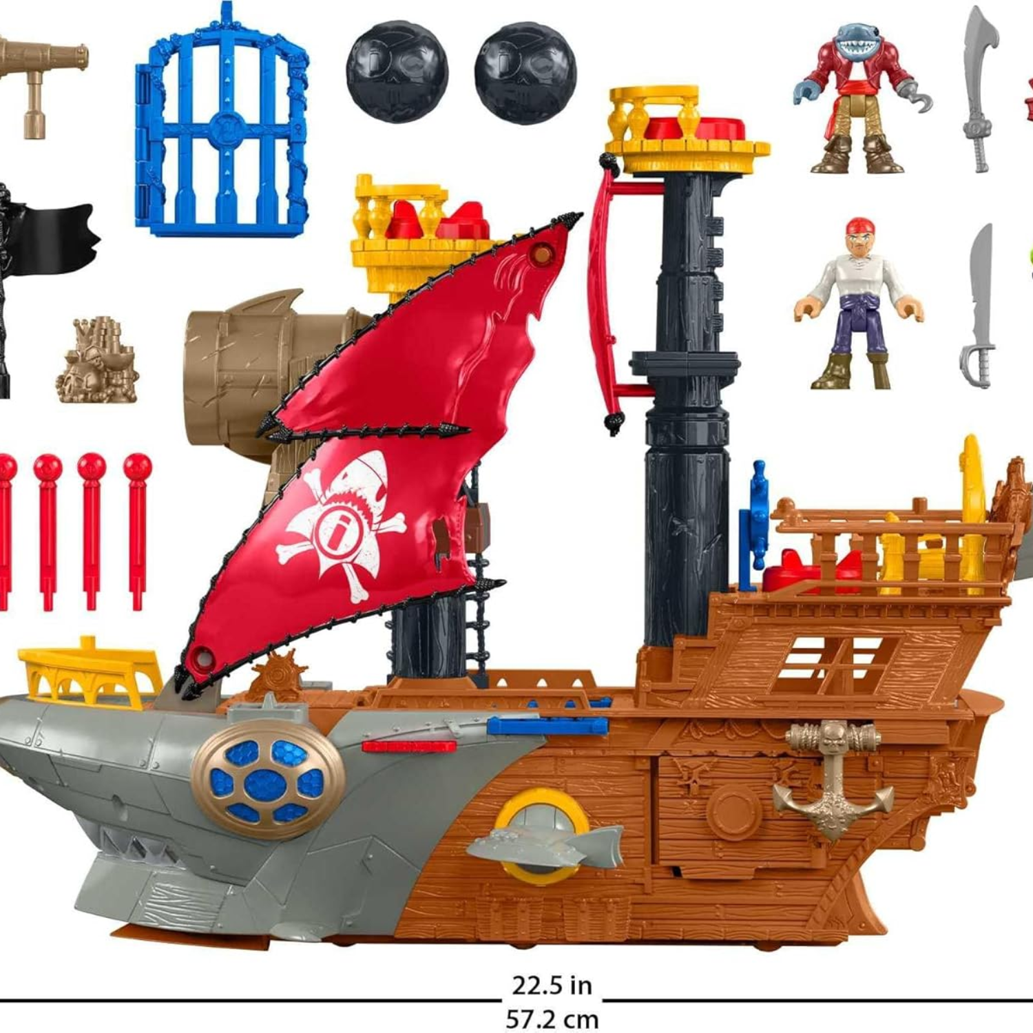 Fisher-Price Imaginext Shark Bite Pirate Ship Playset with Figure Kids Toy 3+