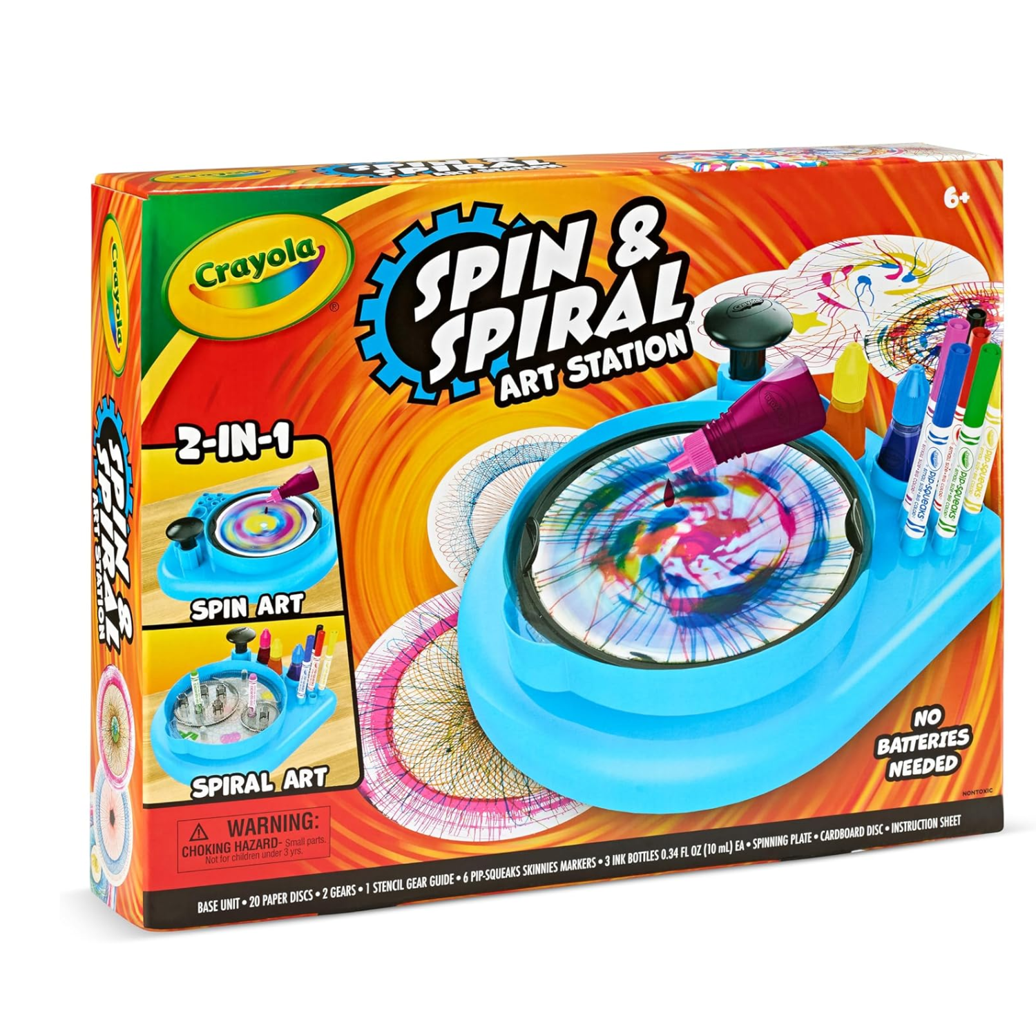 Crayola Spin & Spiral Art Station 2-in-1 Creative Drawing and Spin Art Set Ages