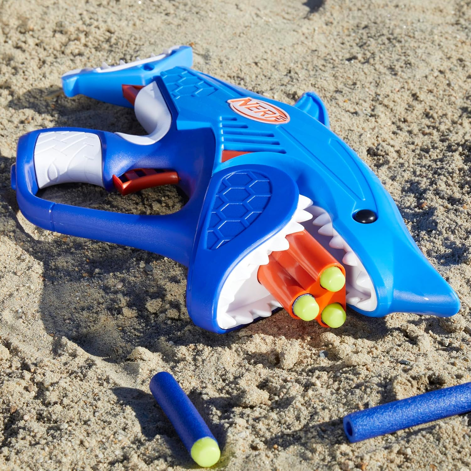 NERF Wild Sharkfire Easy Play Dart Blaster Toy Gun with 8 Darts Kids 6+ Outdoor