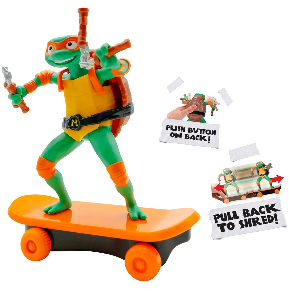 Teenage Mutant Ninja Turtles Mikey Mutant Mayhem Skate Toy TMNT Sewer Shredders