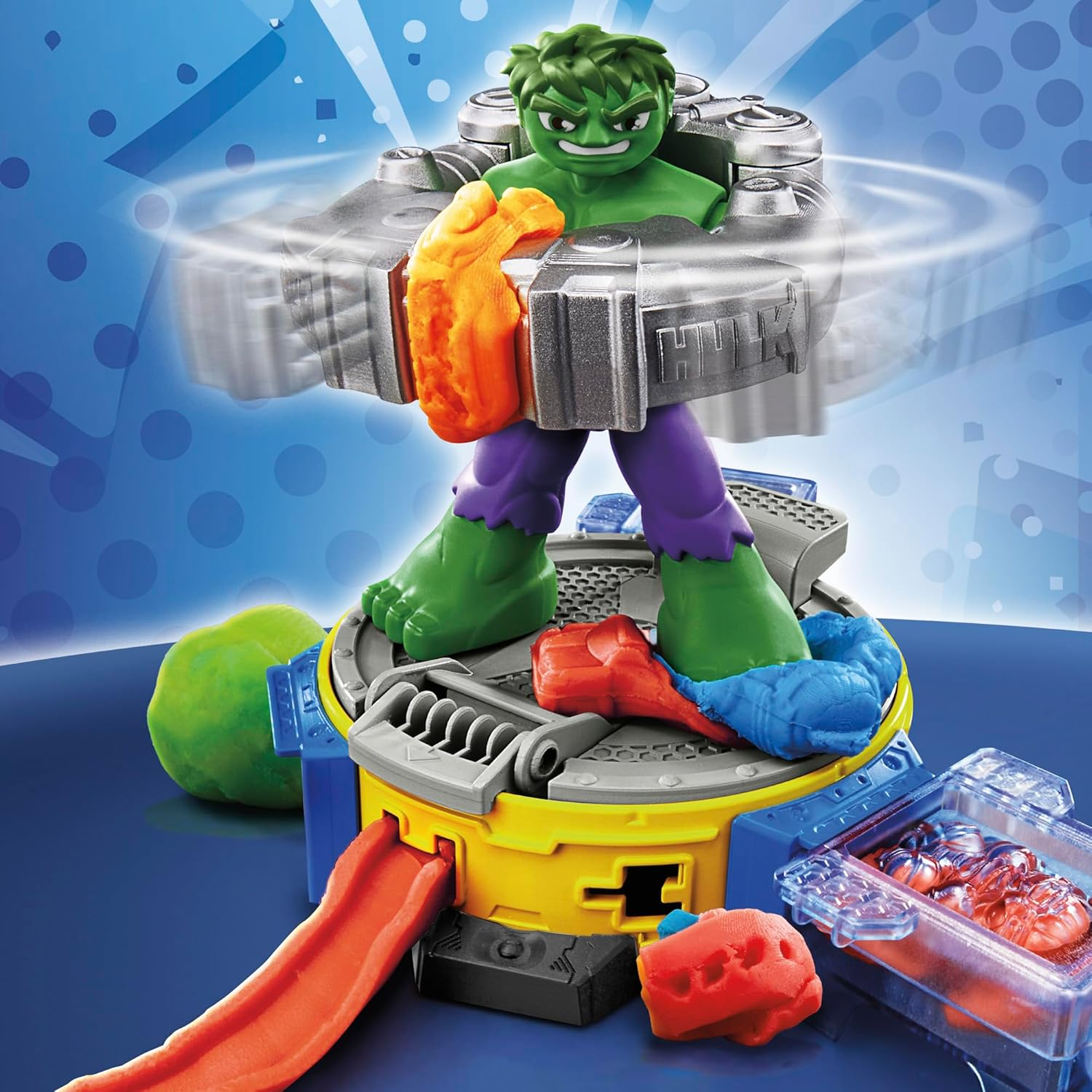 Play-Doh Marvel Hulk Smash Squish Playset Bendy Figure Smash Trucks Ages 4 Plus