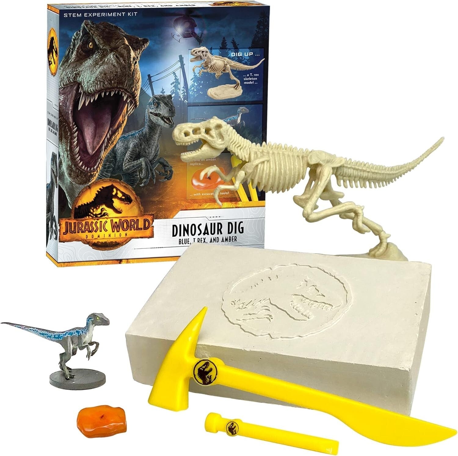 Jurassic World Dominion Dinosaur Dig Blue T-Rex & Amber STEM Excavation Kit Tool