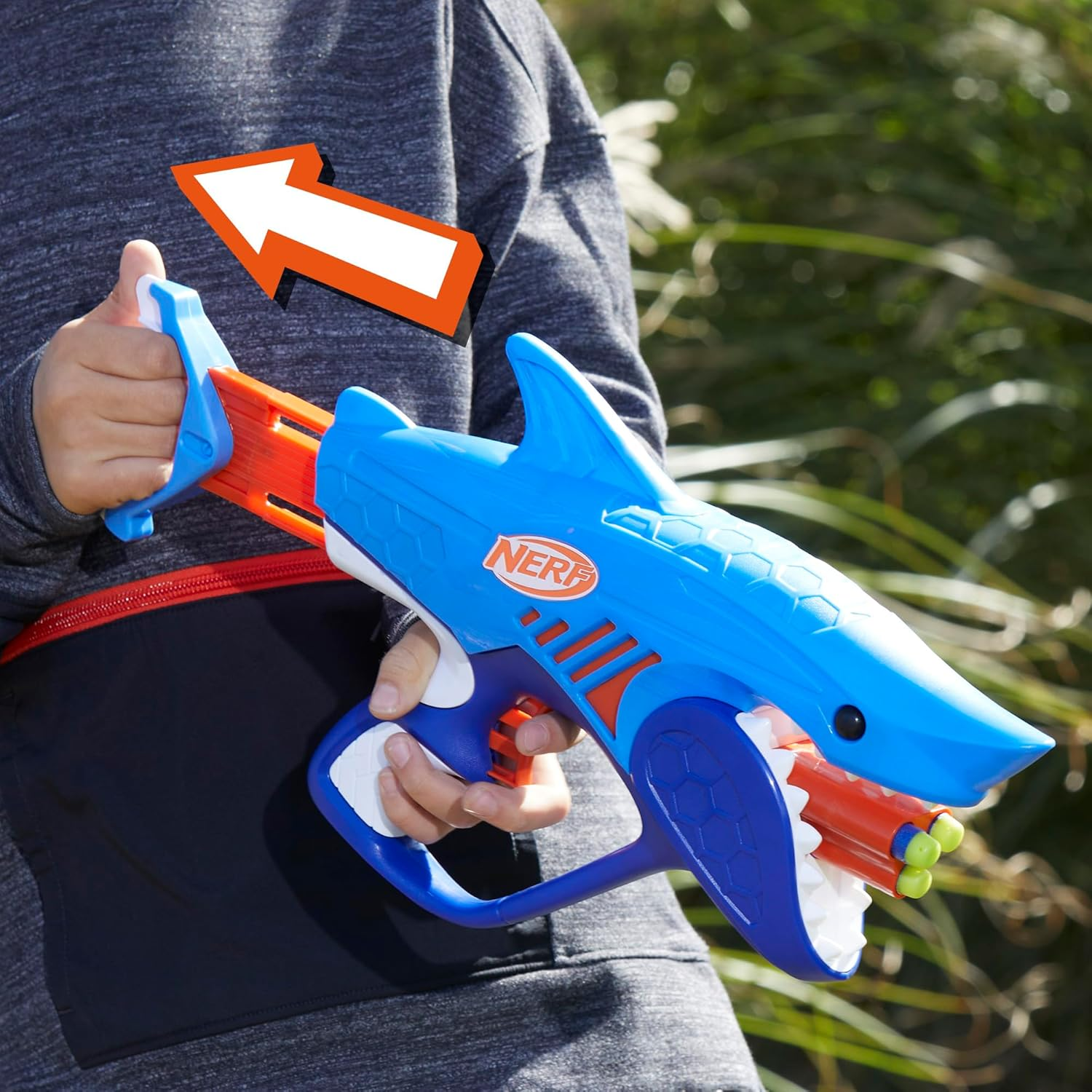 NERF Wild Sharkfire Easy Play Dart Blaster Toy Gun with 8 Darts Kids 6+ Outdoor