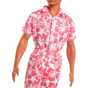 Fashionistas Ken Doll #235 Braided Hair Coral Jumpsuit Green Sandals Toy Ages 3+