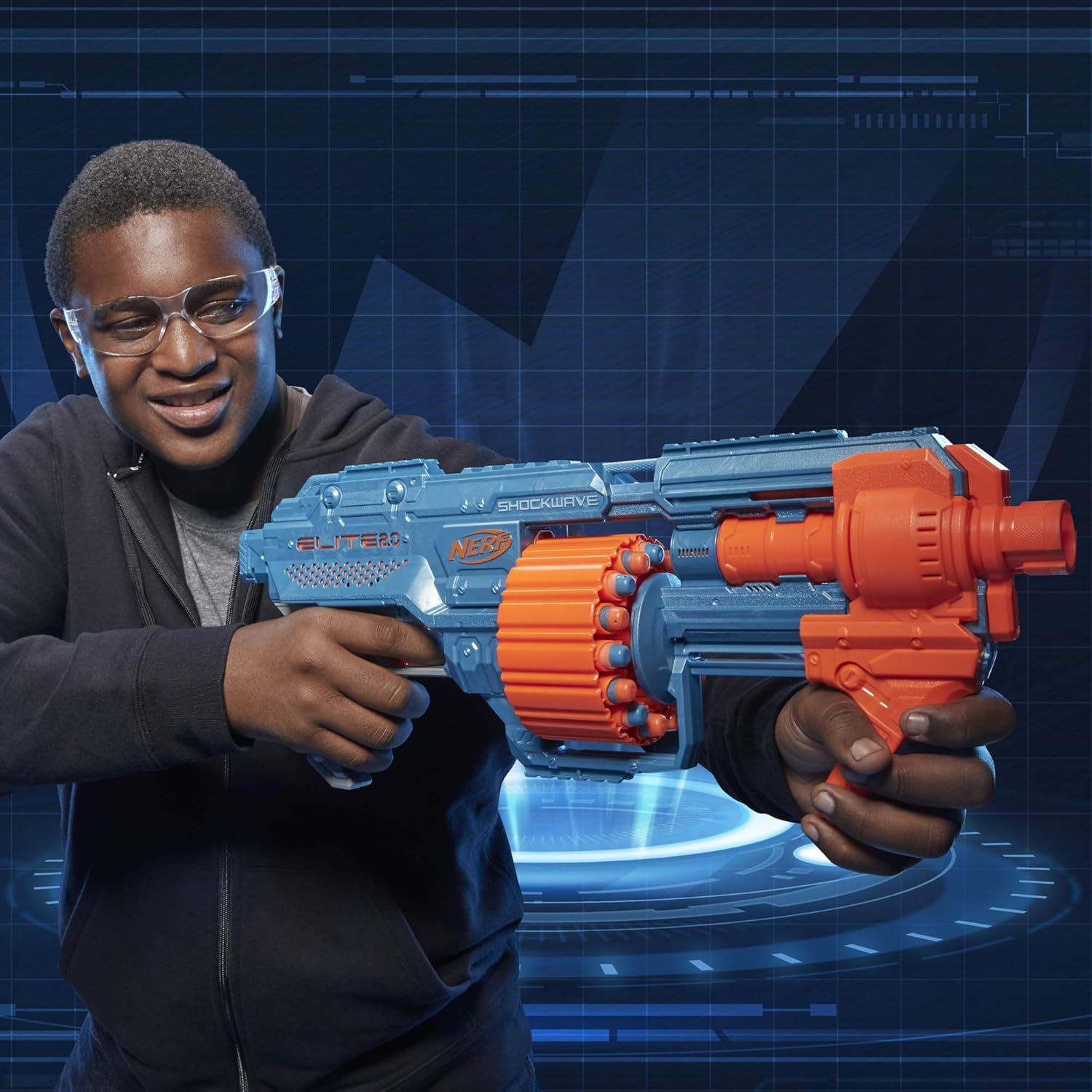 Nerf Elite 2.0 Shockwave RD-15 Blaster Pump Action 30 Darts 15-Dart Drum 8+