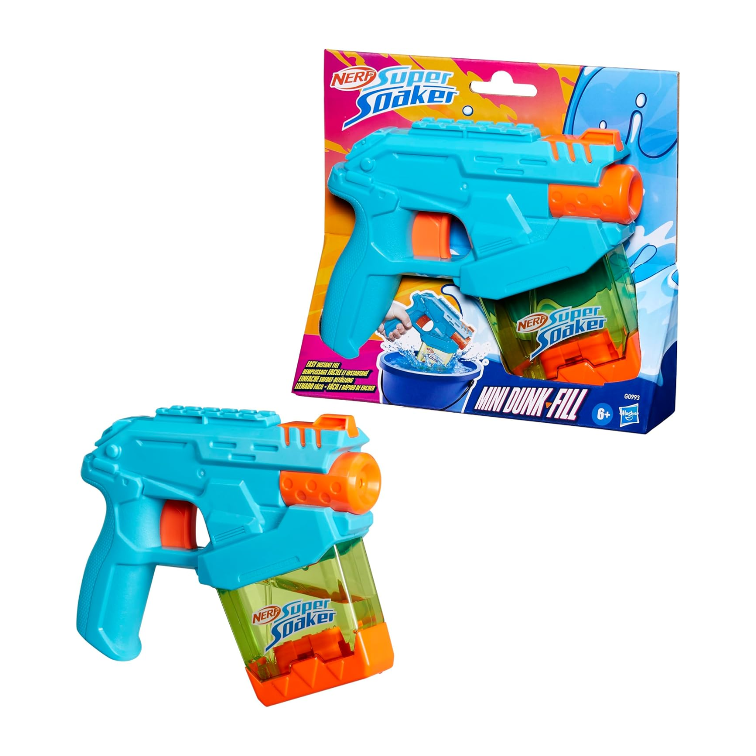 Nerf Super Soaker Mini Dunk Fill Water Blaster Instant Fill Tank Outdoor Toy 6+