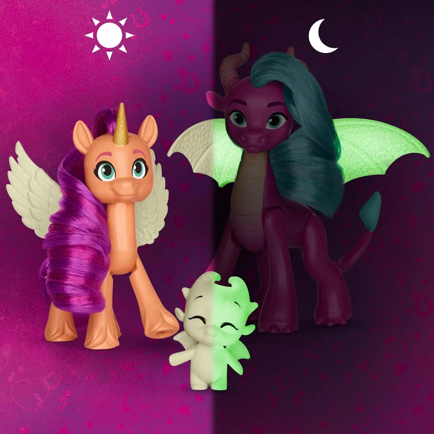 My Little Pony Dragon Light Reveal Glow in Dark Figures 3-Pack Toys Ages 4+