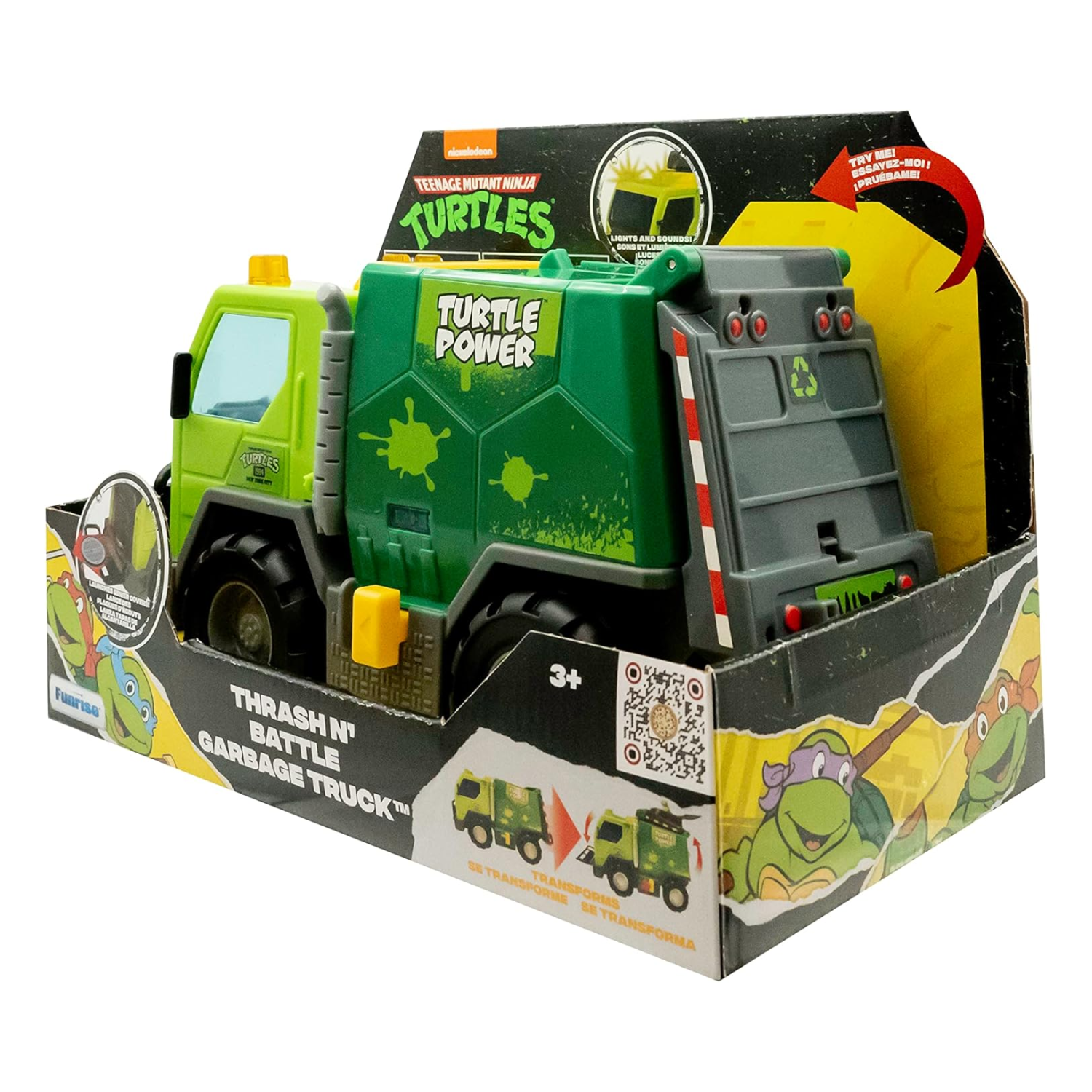 TMNT Thrash N Battle Garbage Truck Transforming Vehicle Lights Sounds Toy Age 3+