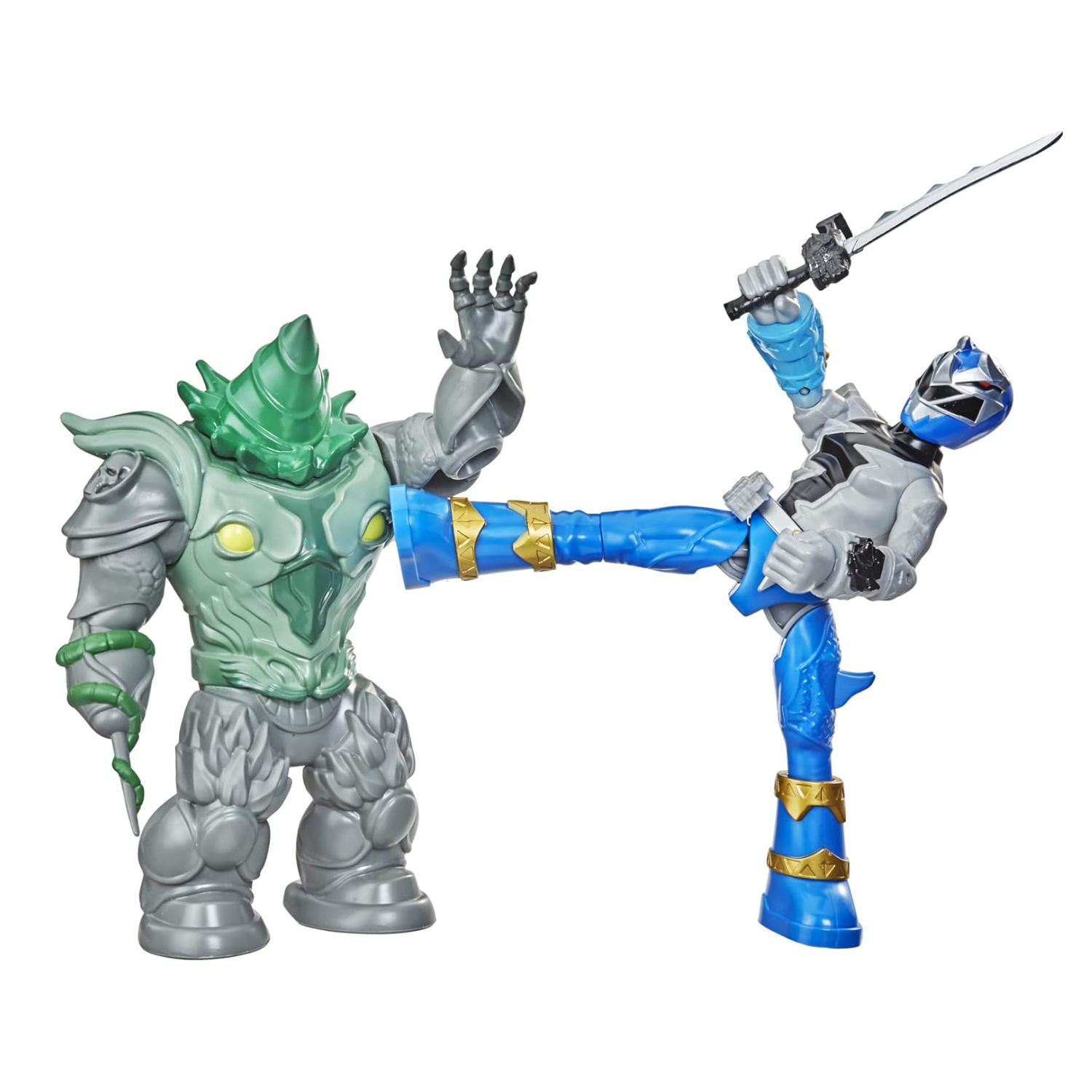 Power Rangers Dino Fury Battle Attackers Blue Ranger and Shockhorn 2 Pack Figure