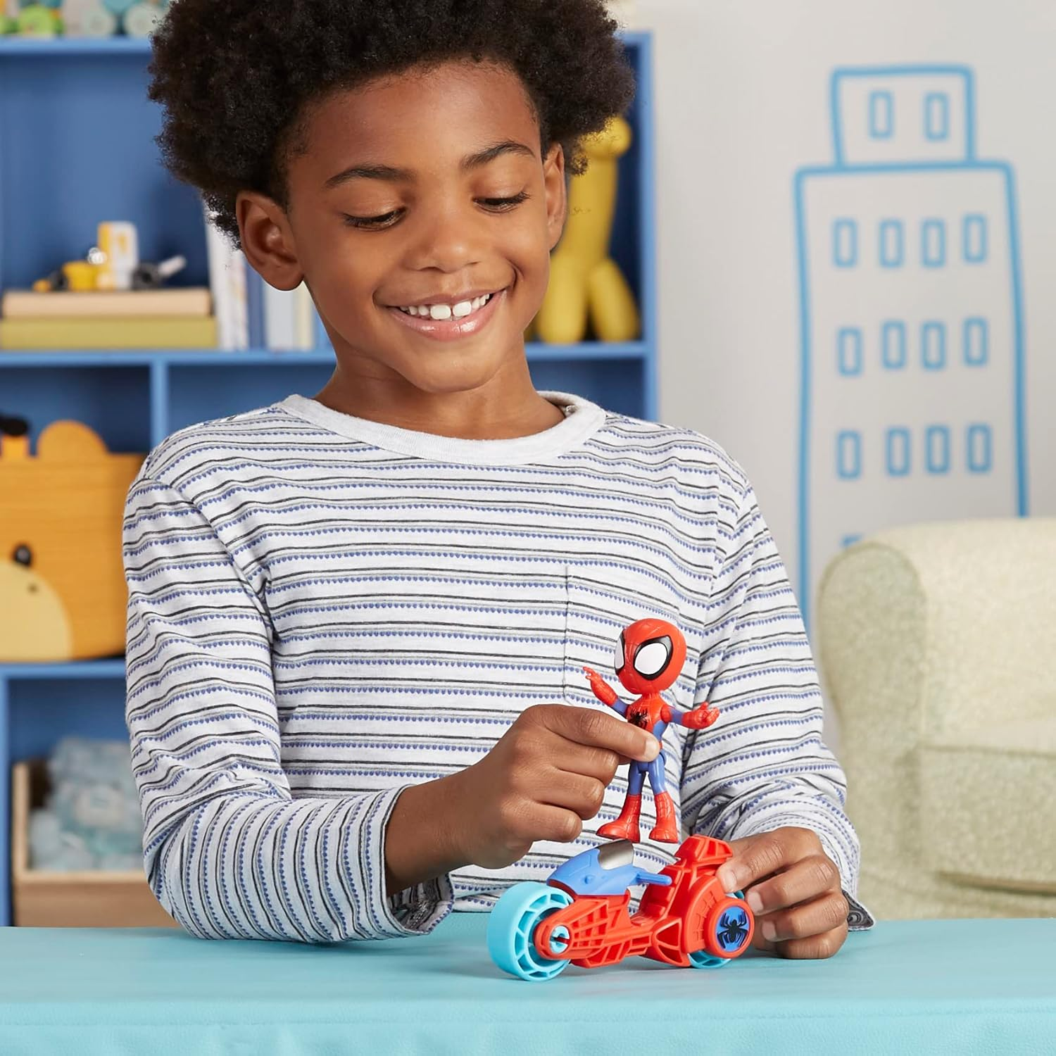 Spidey and Friends Spidey Figure with Motorbike Toy 4" Preschool Playset