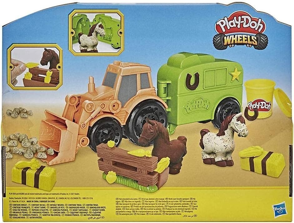 Play-Doh Wheels Tractor Farm Truck with Horse Trailer and 3 tubs Dough New Toy