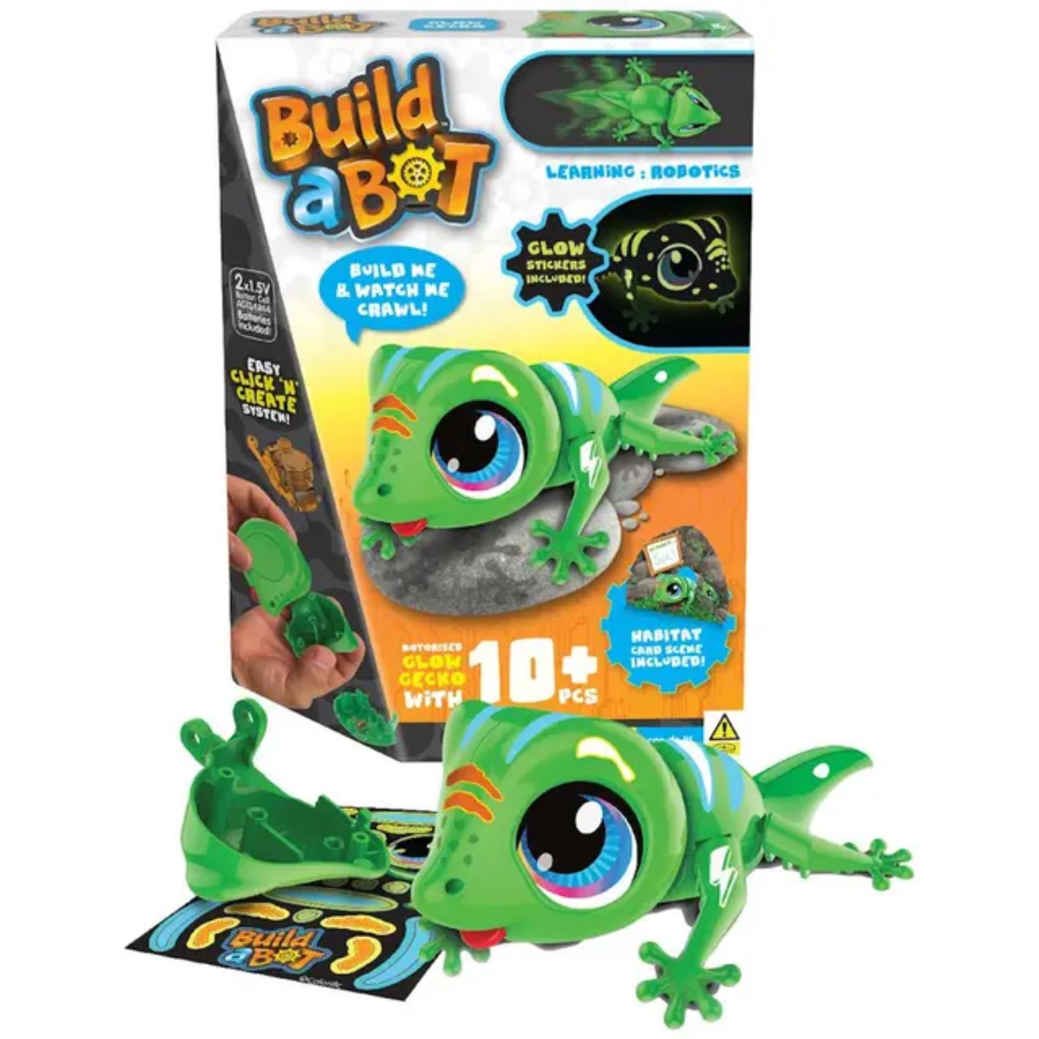 Build A Bot Mini Gecko Glow Robotic STEM Learning Crawl Toy Interactive Kids