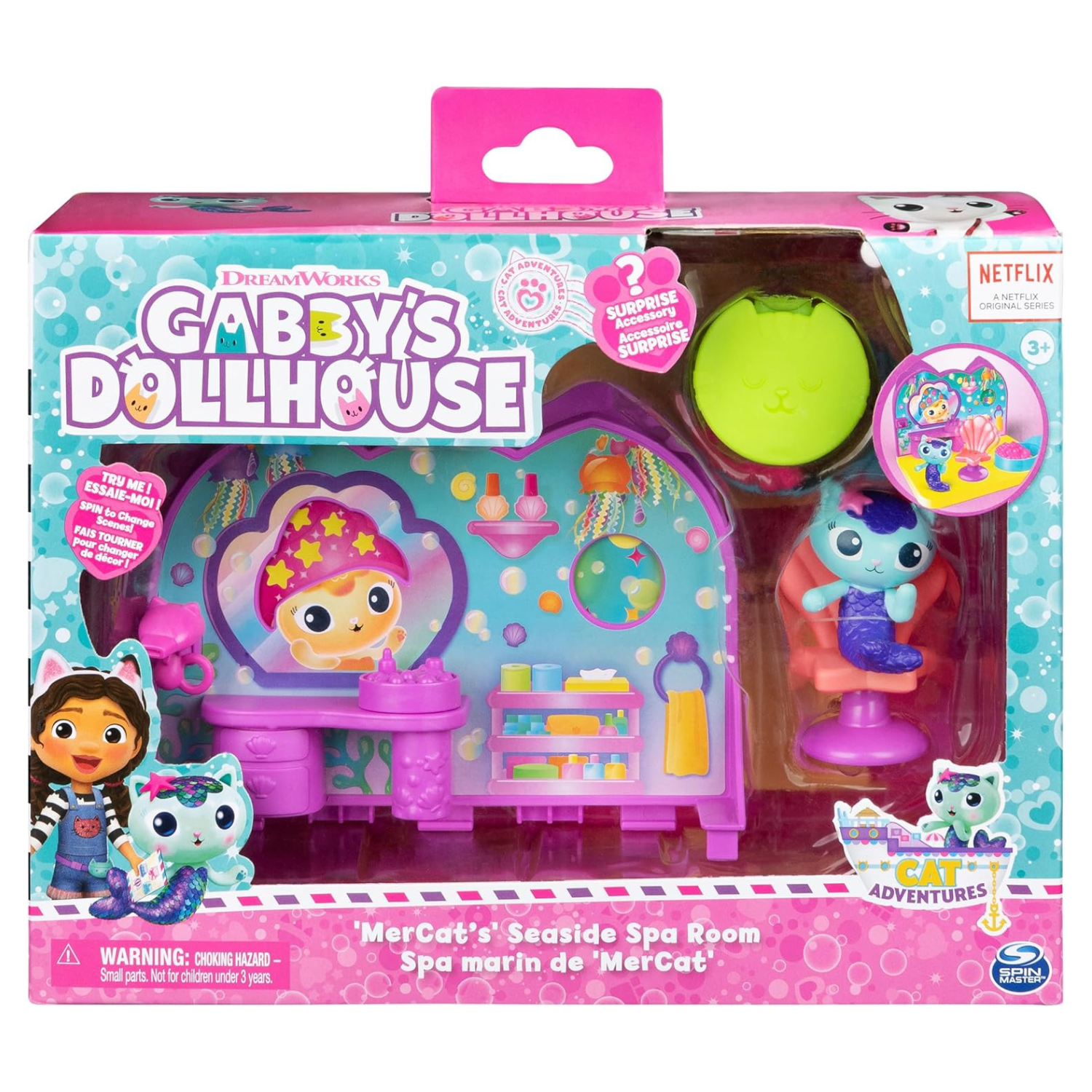 Gabbys Dollhouse Mercat Spa Room Playset with Figure Chair and Surprise Toy