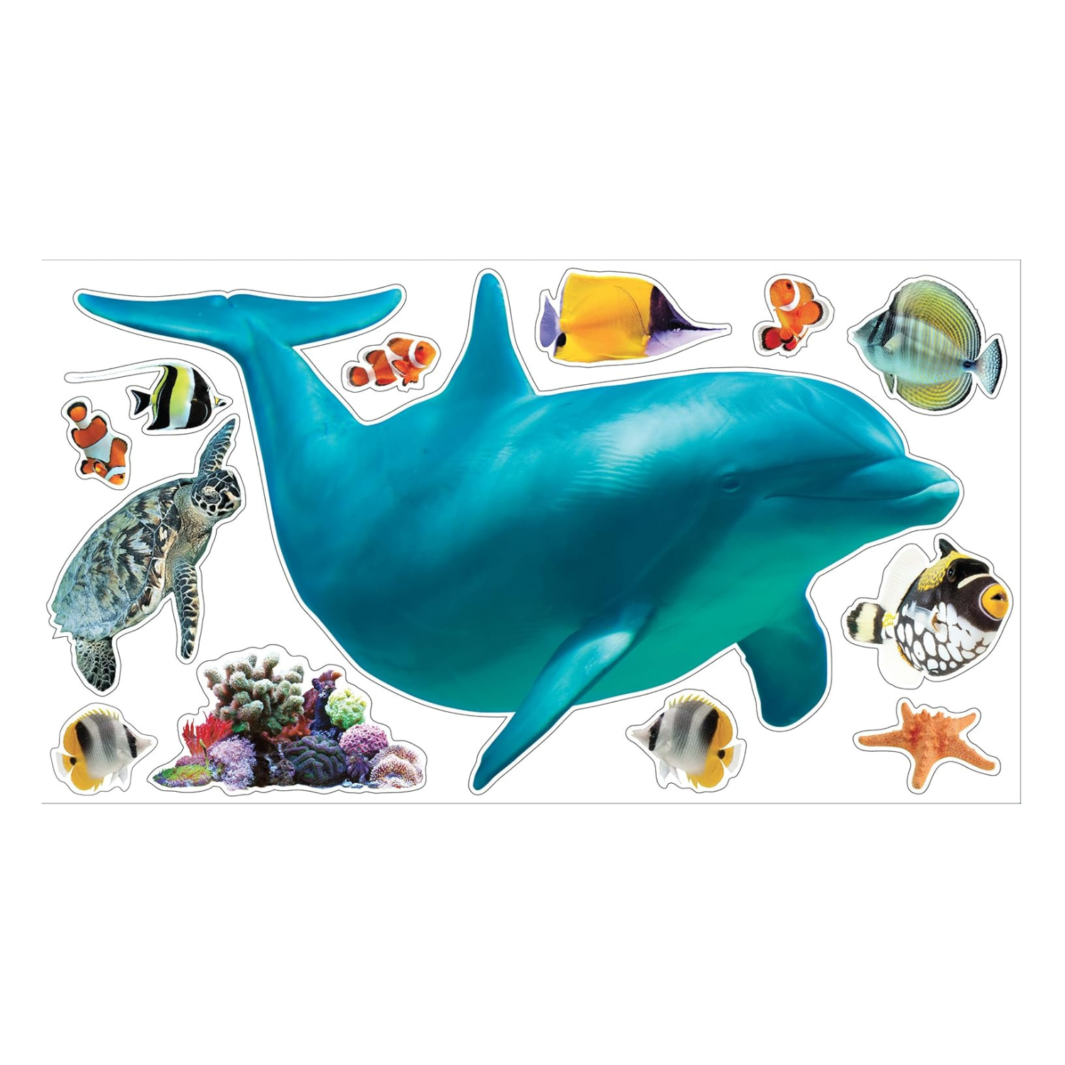 Wild Walls Dolphin Voyage Light & Sound Wall Decal Set Underwater Room Decor