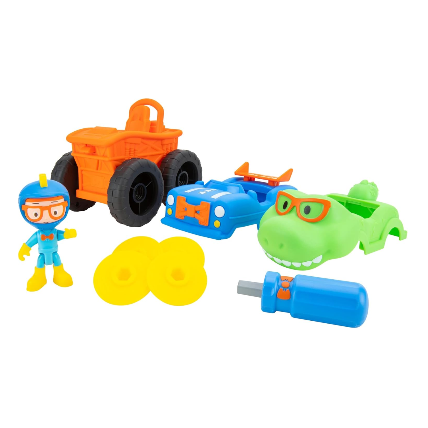 Blippi Racer Figure Buildable Monster Truck 9-Piece Playset Toy Ages 5+