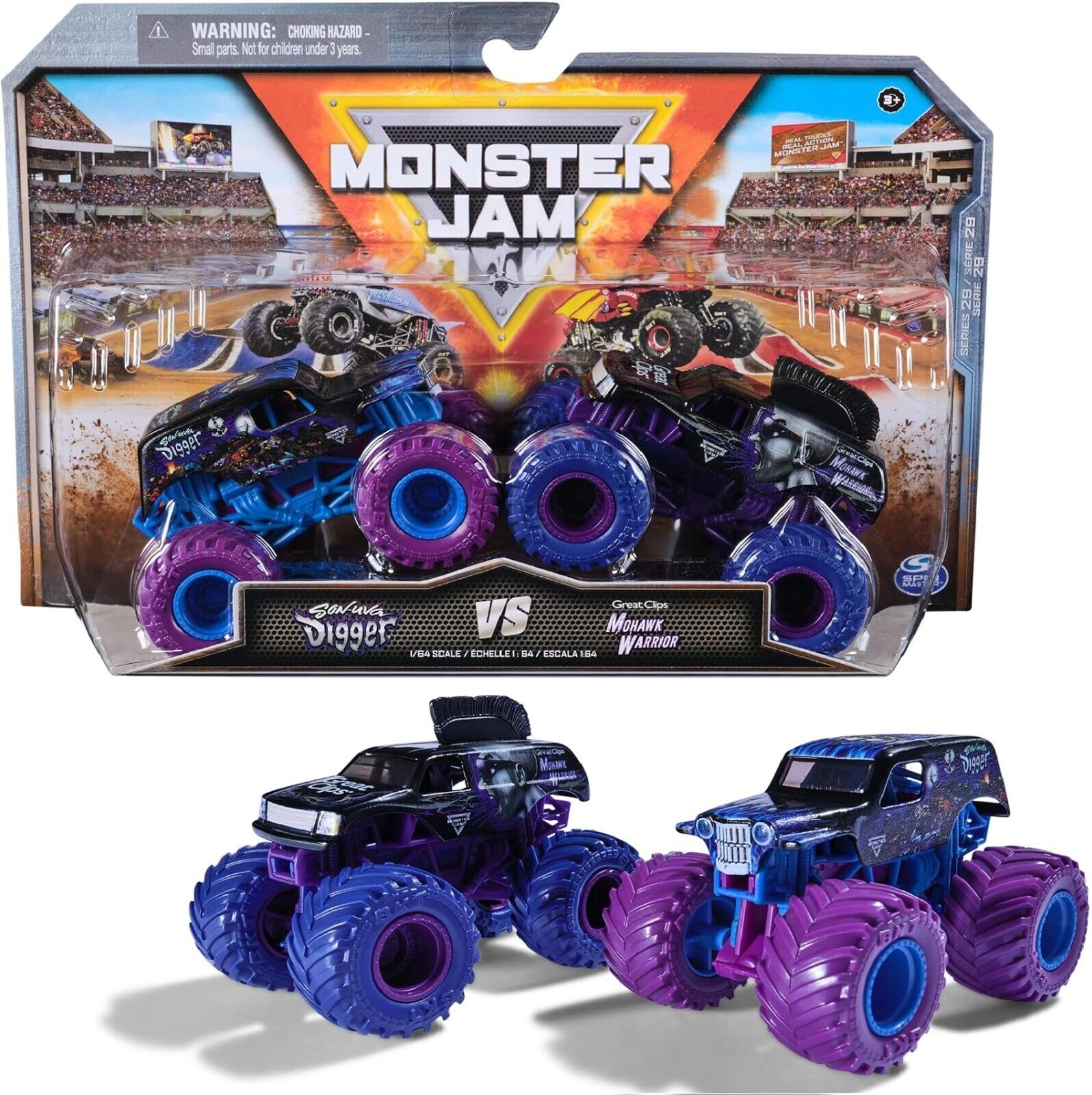 Monster Jam 2 Pack Official 1:64 Scale Diecast Truck Ages 3+ New Toy Race Car