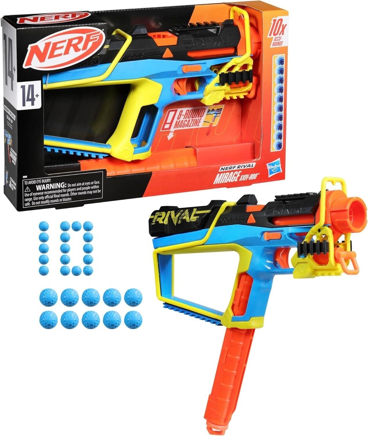 Nerf Rival Mirage XXIV-800 Blaster 10 Accu-Rounds Removable Magazine Pump Action