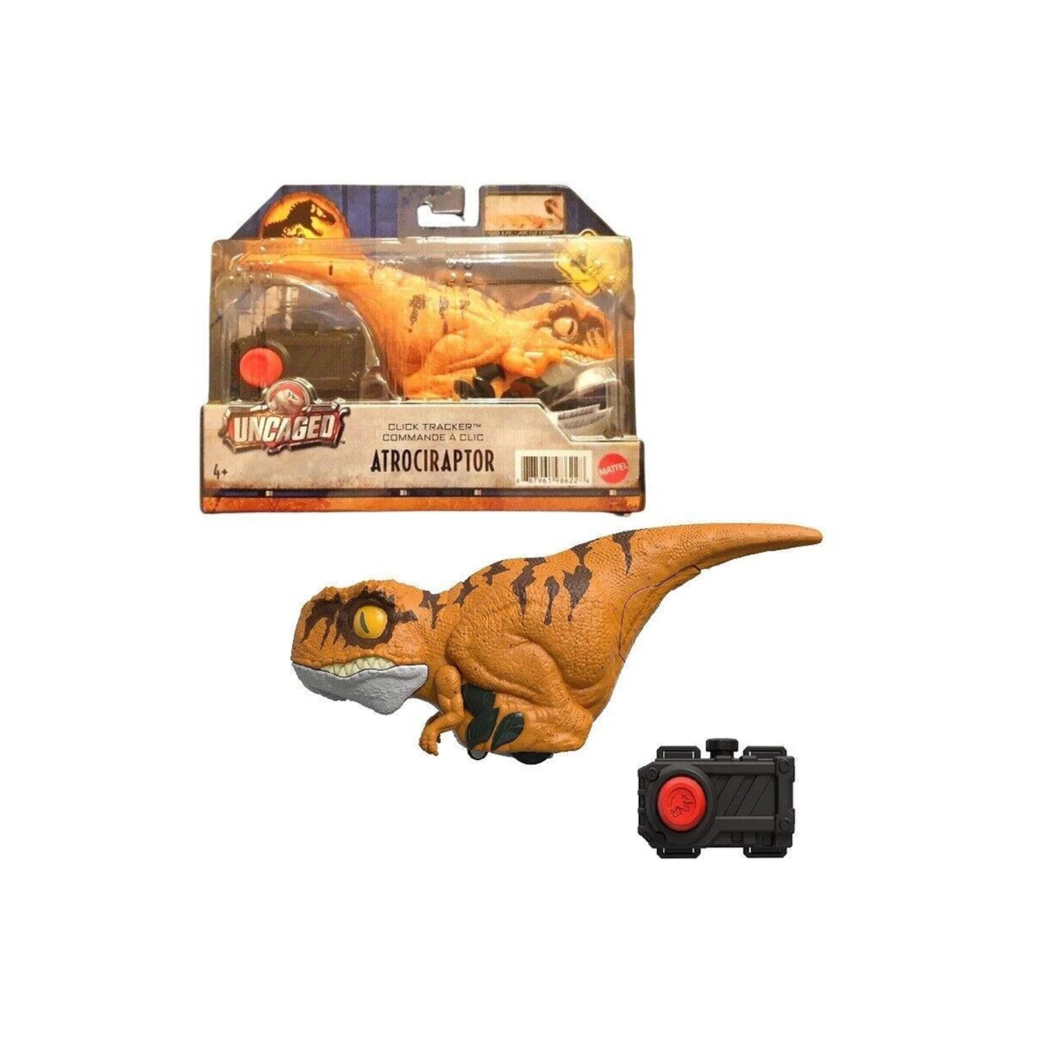 Jurassic World Dominion Uncaged Stripe Atrociraptor Click Tracker Dino Toy 4+