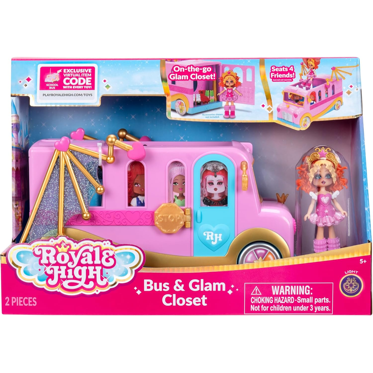 Royale High Styling Bus Official Playset with Doll Accessories Kids Toy Ages 3+