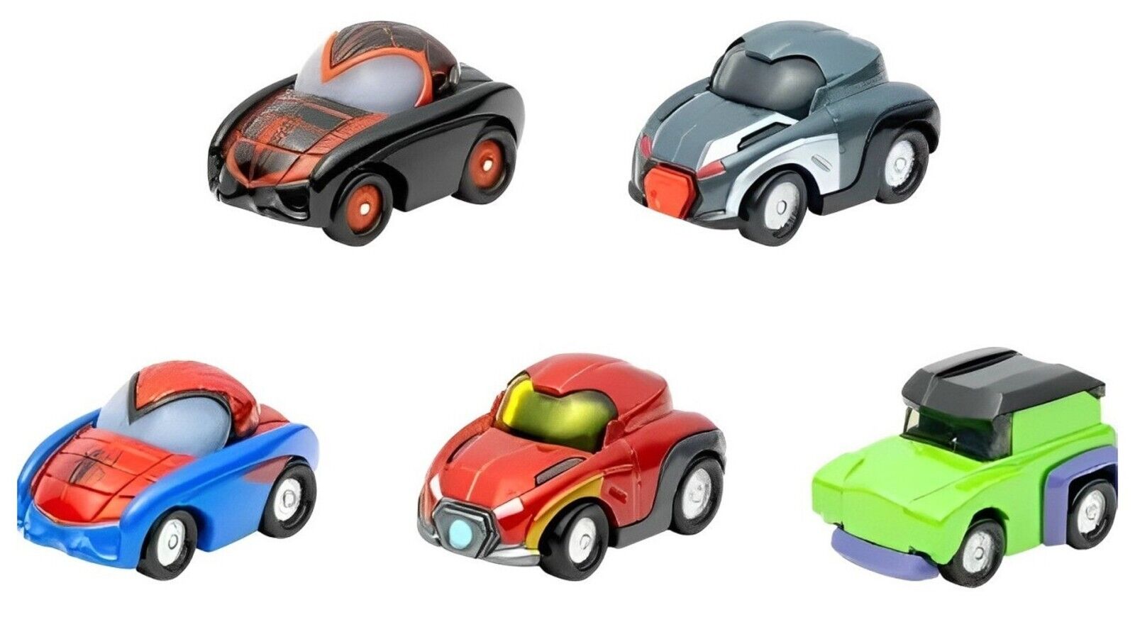 Marvel Go Miniature Mini Cars 5-Pack Ironman Spiderman Hulk Super Hero Race