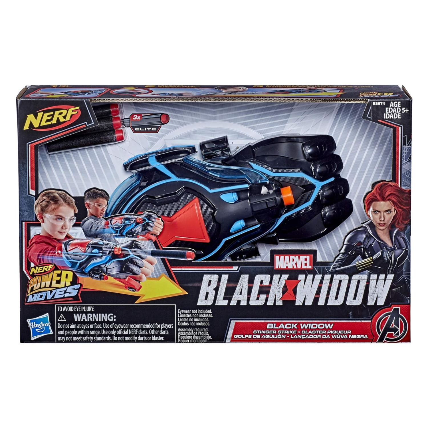 Avengers Black Widow Stinger Strike Blaster Launch Nerf Darts Ages 5 Plus Play