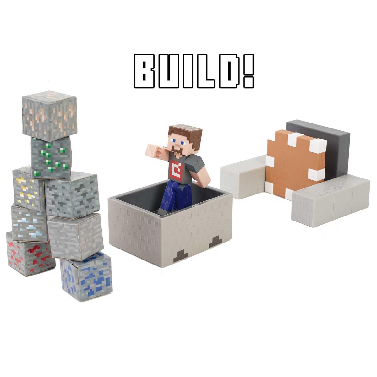 Minecart Mayhem Playset With Steve Figure Launching Cart and Accessories New Toy