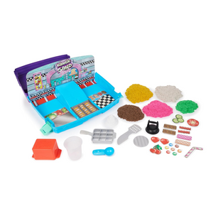 Kinetic Sand Grill N’ Scoop Diner Playset 2lbs Color Sand 27 Tool Folding