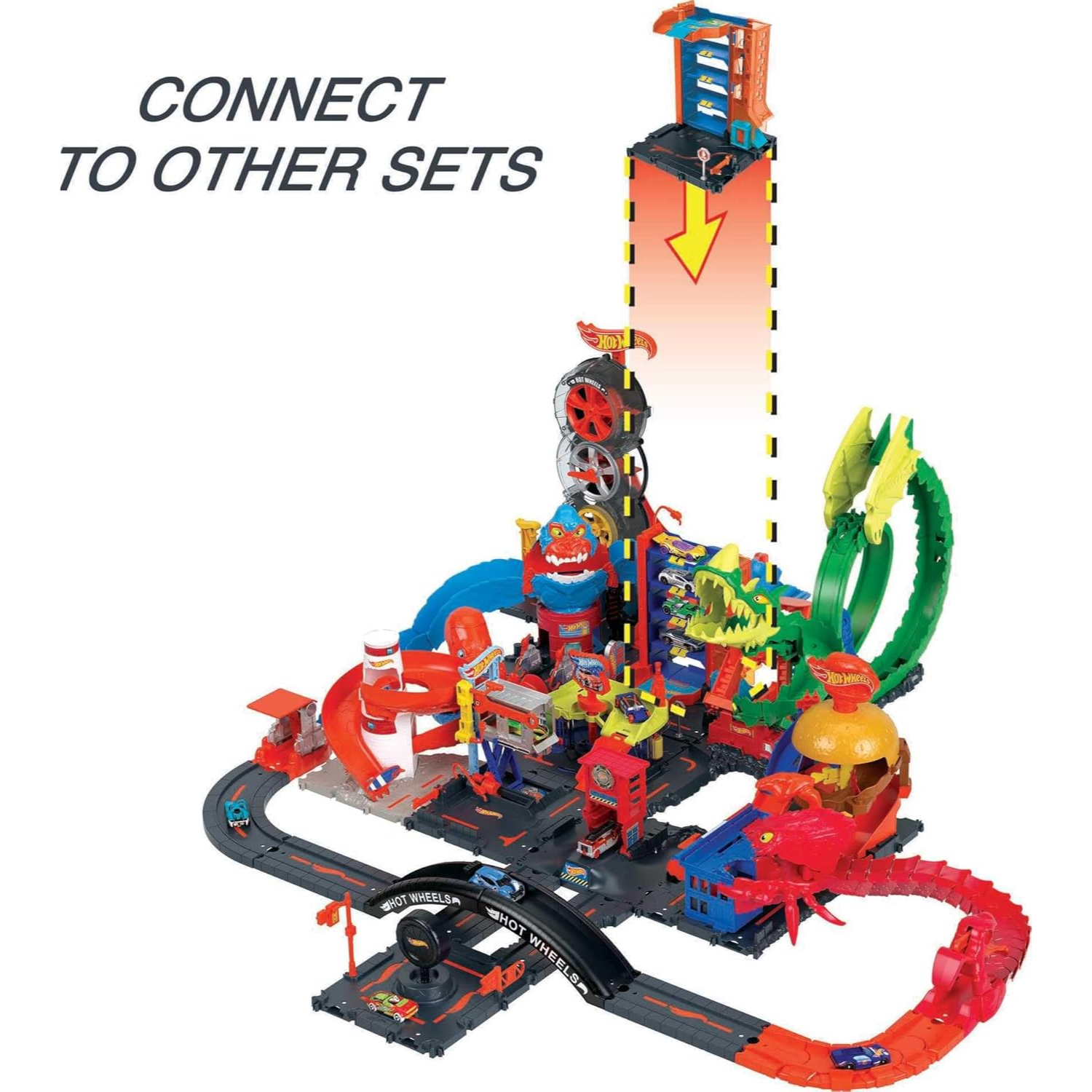 Hot Wheels City Downtown Track Set City Parking Garage Car Wash Burger Play