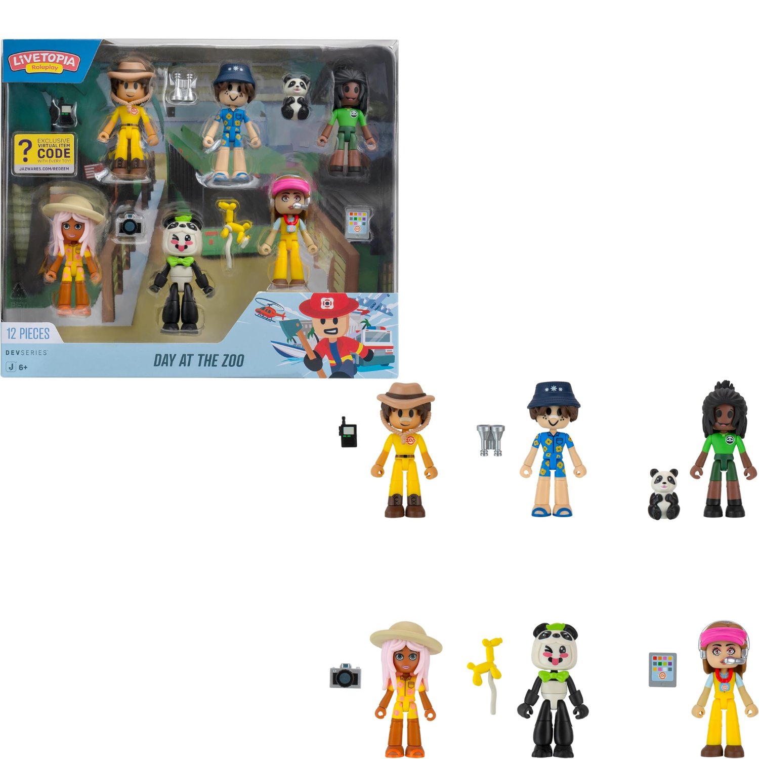 Livetopia Day at The Zoo Pack 6 Figures with Accessories Kids Toy Ages 6+Playset