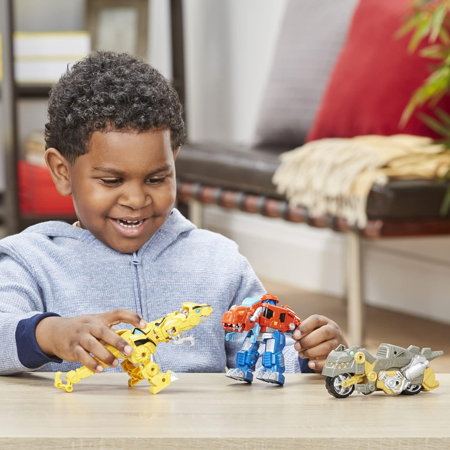 Transformers 3-Pack Optimus Prime Bumblebee Grimlock Robot Dinosaur New Toy