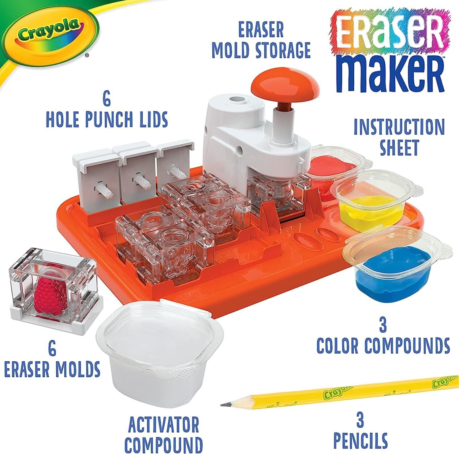 Crayola Eraser Maker DIY Activity Kit for Kids Create Your Own Erasers Cake Gift