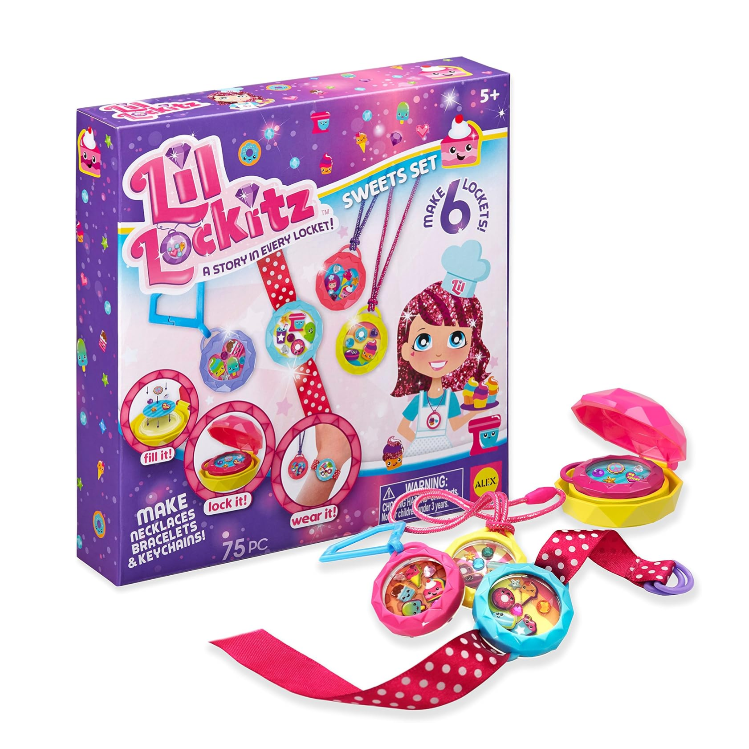 Alex Toys Lil Lockitz Sweets Set Jewelry Making Kit Ages 5+ Girls Craft Toy