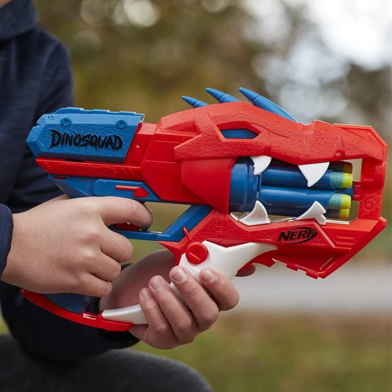 Nerf DinoSquad Raptor-Slash Dart Blaster 6-Dart Rotating Drum Slam Fire Gun Toy