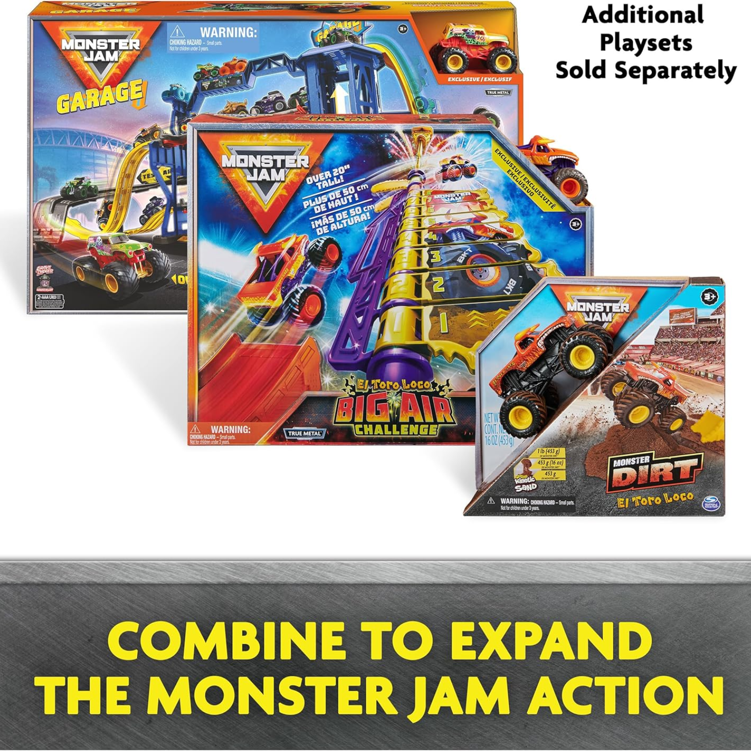 Monster Jam Transforming Hauler Playset 1:64 Scale Truck Kids Toy Vehicle Set