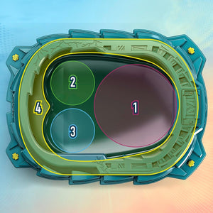 Beyblade Burst QuadStrike Light Ignite Battle Set Stadium with Tops Launchers 8+