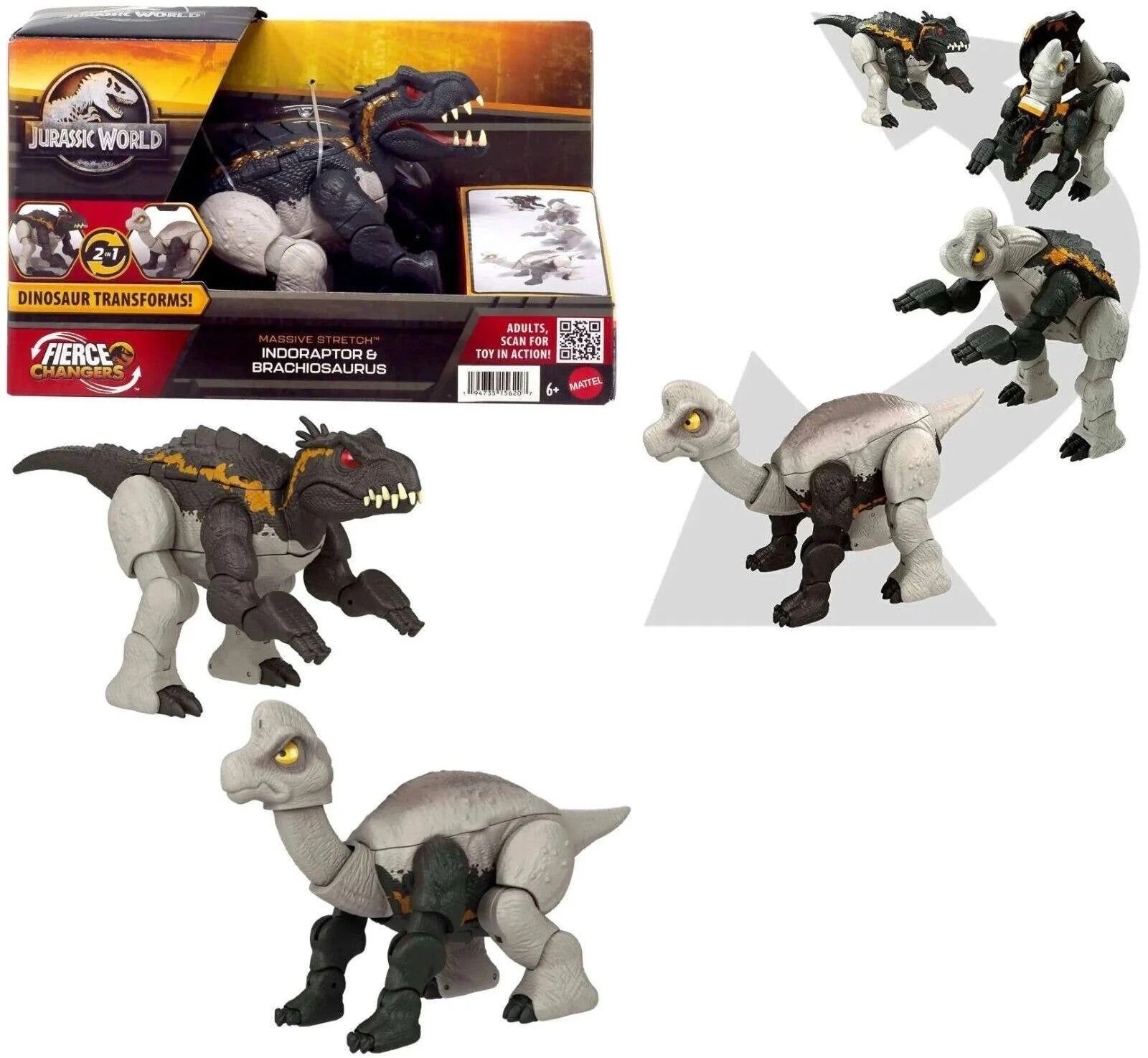 Jurassic World 2-in-1 Indoraptor Dinosaur Fierce Changers Massive Stretch Dino